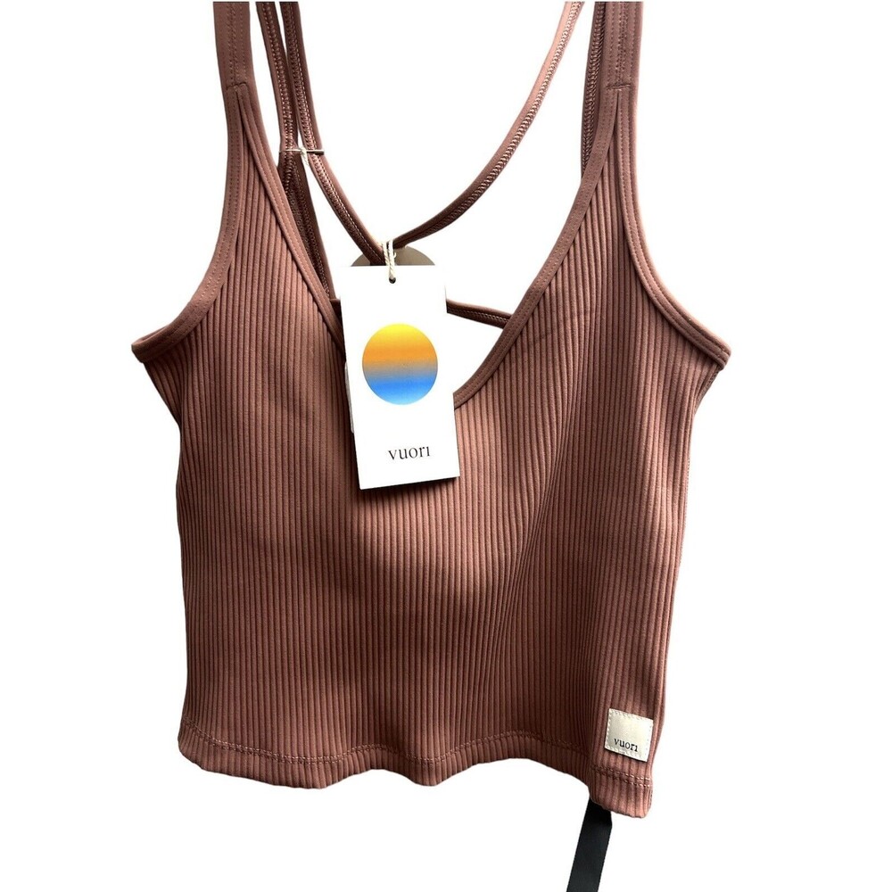 Vuori Women’s Rib Crop Tank Cropped Athletic Top Color Marsala Pink XS New w/tag